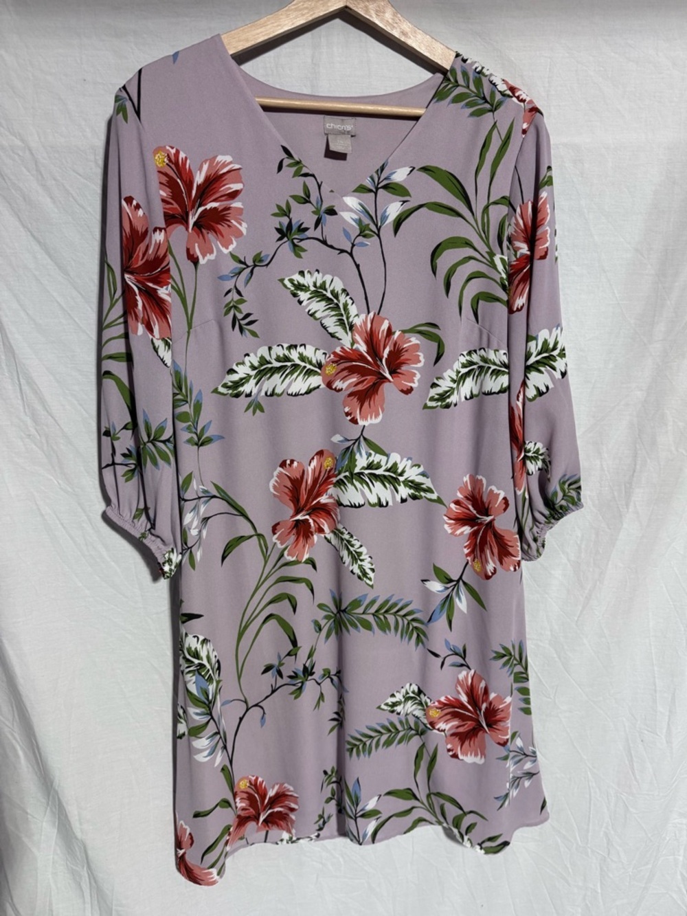 Chico’s Lavender floral trapeze dress Size 1.5 or US 10